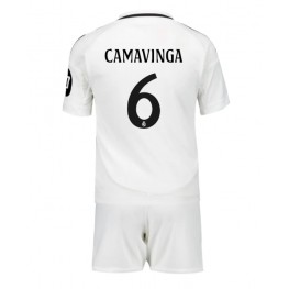 Real Madrid Eduardo Camavinga #6 Thuis tenue Kids 2024-25 Korte Mouw (+ Korte broeken)